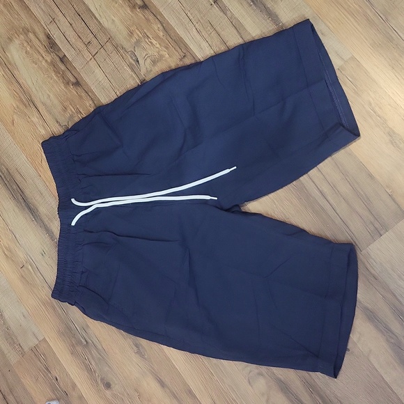 Navy Blue Cotton 10" Inseam Drawstring Waist Cuffed Bermida Short - Picture 2 of 9